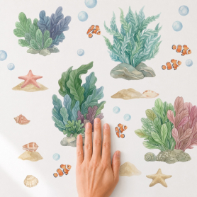 Seaweed Garden Wall Decal Application Close Up