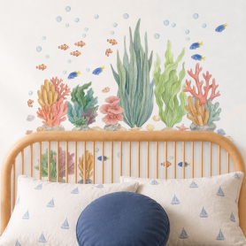 Reef Garden Wall Decal Pack Displayed in Bedroom